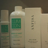 Cosmetic products including bottles and boxes on a shelf with 'ANFISA' branding.
